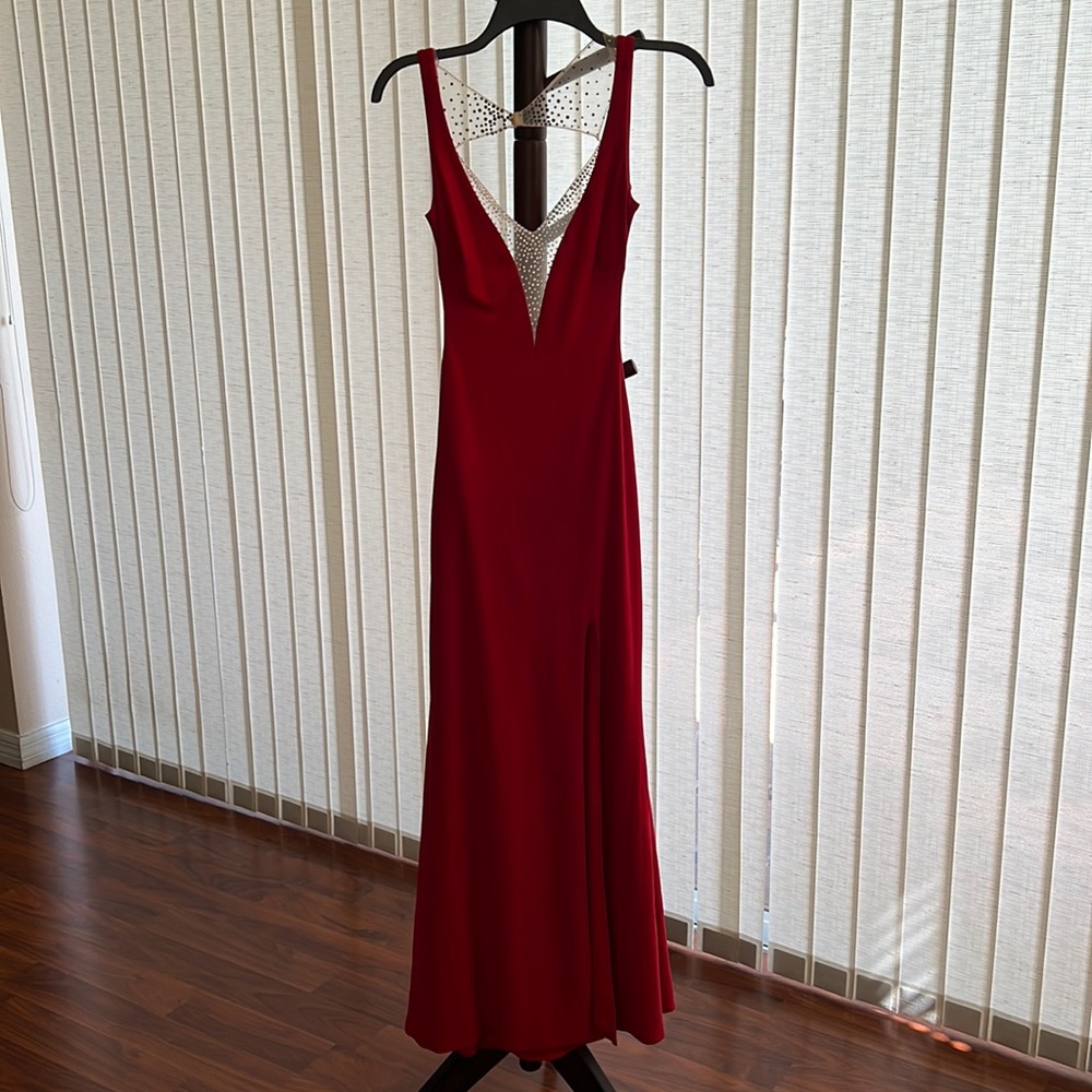 Red Backless Floor Length Gown - image 1